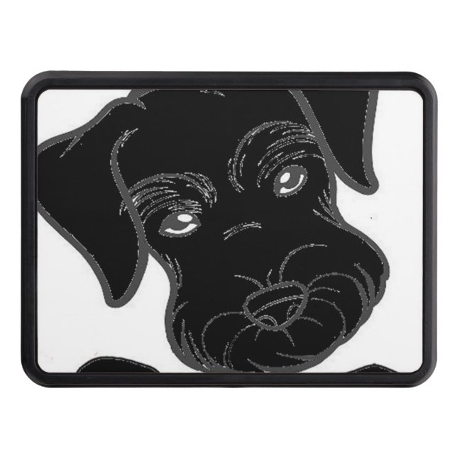 miniature schnauzer black peeking trailer hitch cover (Front)