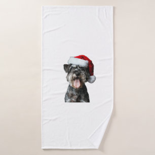 Miniature Schnauzer Christmas Bath Towel