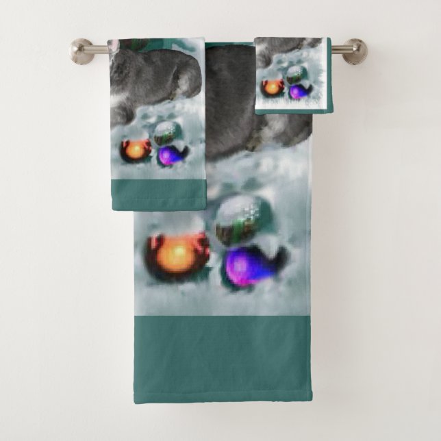 Miniature Schnauzer Christmas Bath Towel Set (Insitu)