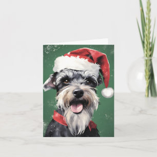 Miniature Schnauzer Christmas brush painting artwo Card