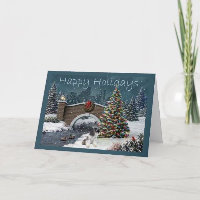 Miniature Schnauzer Christmas Card Evening (Front)