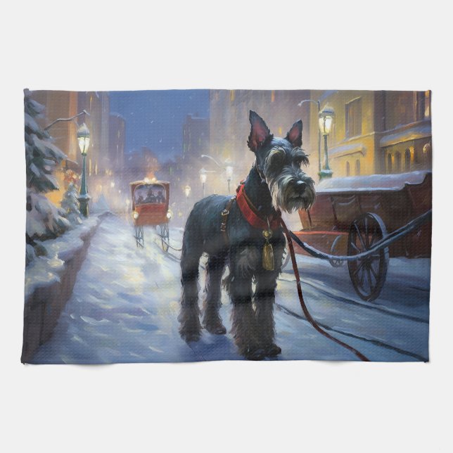 Miniature Schnauzer Christmas Festive Season Kitchen Towel (Horizontal)