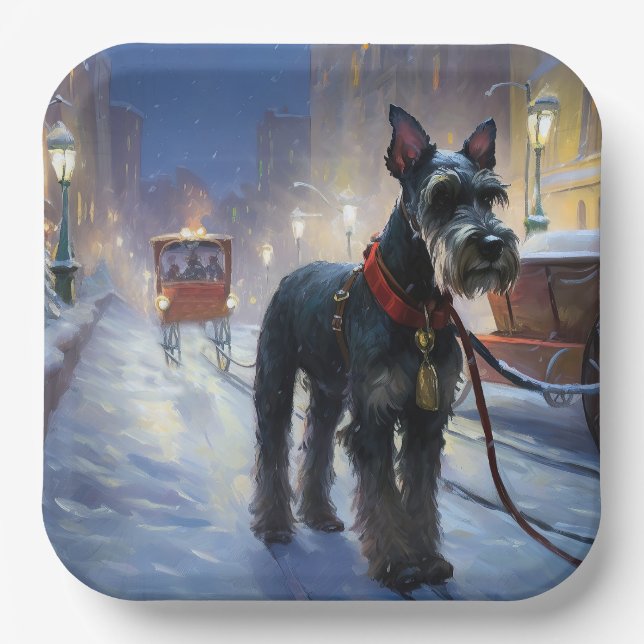 Miniature Schnauzer Christmas Festive Season Paper Plate (Front)