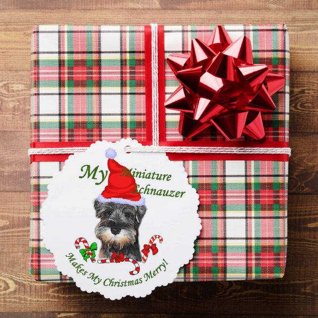 Miniature Schnauzer Christmas Gifts Ornament Card (Insitu (Gift))