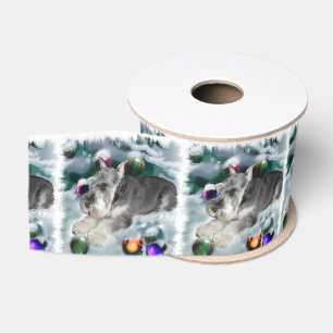 Miniature Schnauzer Christmas Grosgrain Ribbon