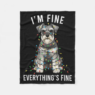 Miniature Schnauzer Christmas I'm Fine Everything Fleece Blanket