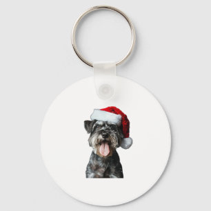 Miniature Schnauzer Christmas Keychain
