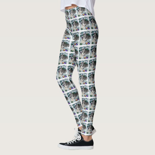 Miniature Schnauzer Christmas  Leggings (Left)