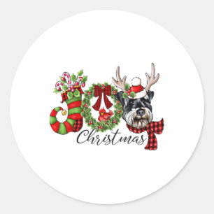 Miniature Schnauzer Christmas Lights Santa Xmas Do Classic Round Sticker
