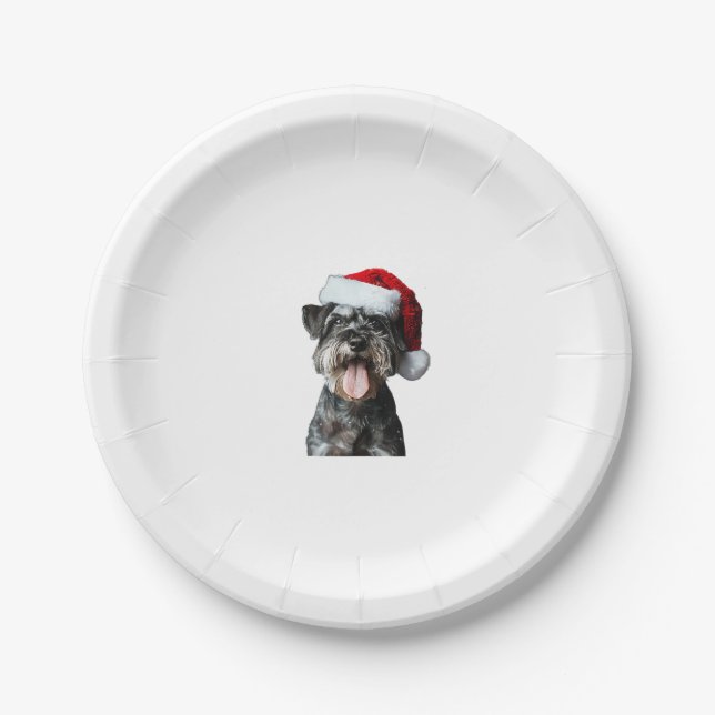 Miniature Schnauzer Christmas  Paper Plate (Front)