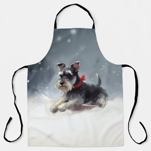 Miniature Schnauzer Christmas snow winter Apron (Front)