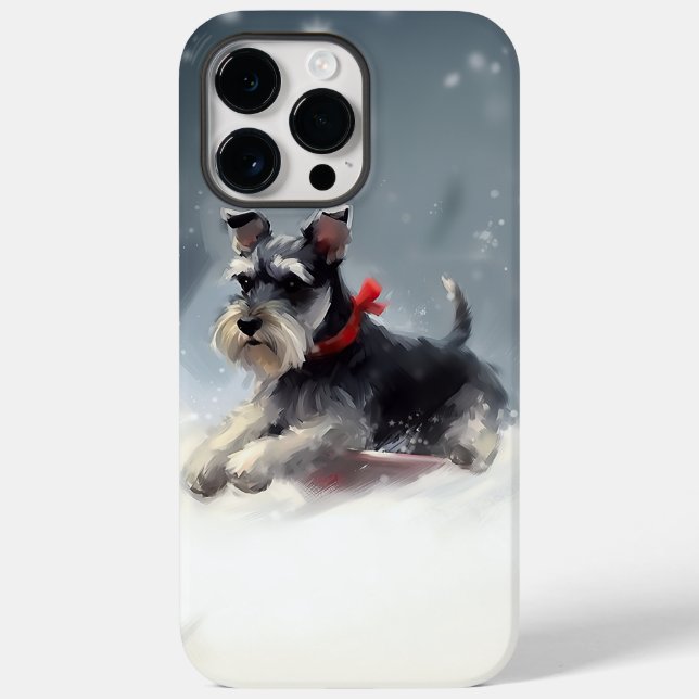Miniature Schnauzer Christmas snow winter Case-Mate iPhone Case (Back)