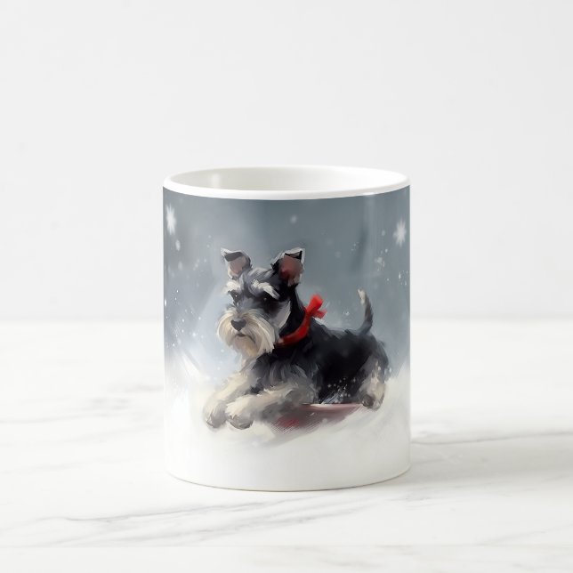 Miniature Schnauzer Christmas snow winter Coffee Mug (Center)