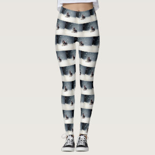 Miniature Schnauzer Christmas snow winter Leggings
