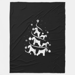 miniature schnauzer  christmas tree dog lover fleece blanket