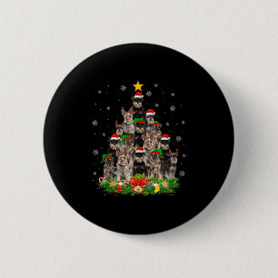 Miniature Schnauzer Christmas Tree Lights Santa Pe 2 Inch Round Button