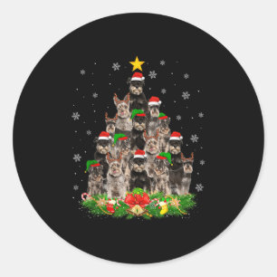 Miniature Schnauzer Christmas Tree Lights Santa Pe Classic Round Sticker