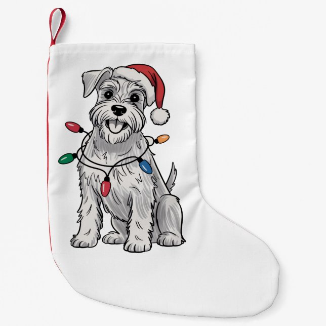 Miniature Schnauzer Christmas Xmas Dog Lover Gift  Small Christmas Stocking (Front)