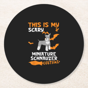 Miniature Schnauzer Costume Halloween Lazy Scary Round Paper Coaster