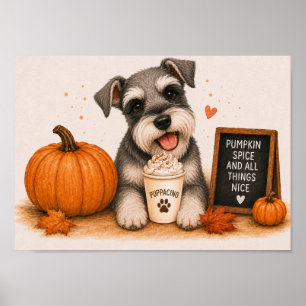 Miniature Schnauzer Cozy Pumpkin Spice A4 Poster