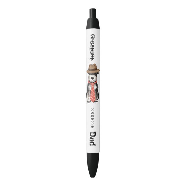Miniature Schnauzer Dad Black Ink Pen (Front Vertical)