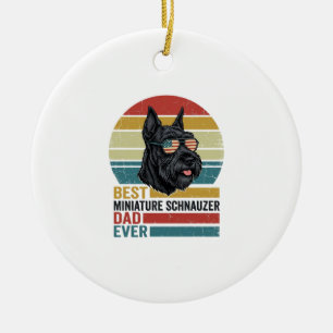 Miniature Schnauzer Dad Vintage Patriotic Shirt De Ceramic Ornament