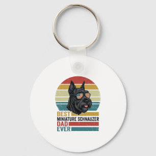 Miniature Schnauzer Dad Vintage Patriotic Shirt De Keychain