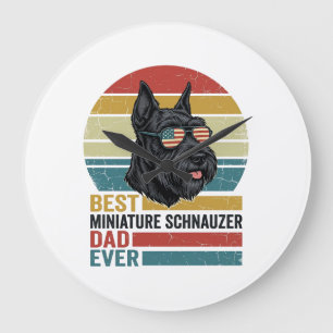 Miniature Schnauzer Dad Vintage Patriotic Shirt De Large Clock