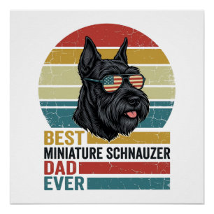 Miniature Schnauzer Dad Vintage Patriotic Shirt De Poster