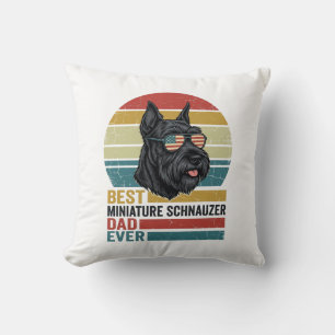 Miniature Schnauzer Dad Vintage Patriotic Shirt De Throw Pillow
