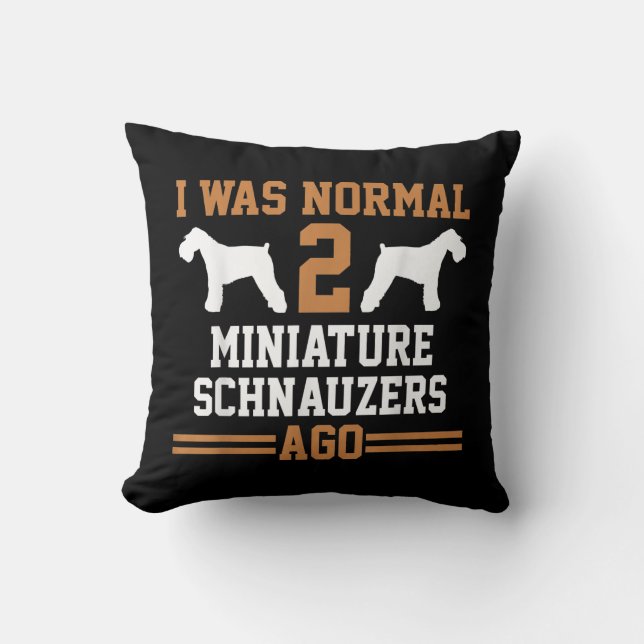 Miniature Schnauzer Dog 2 Two Dog Trainer School Throw Pillow (Front)