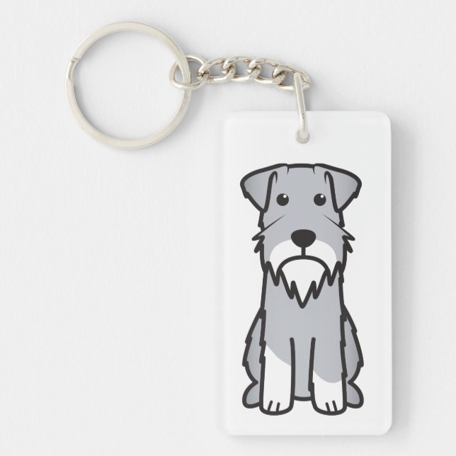 Miniature Schnauzer Dog Cartoon Keychain (Front)