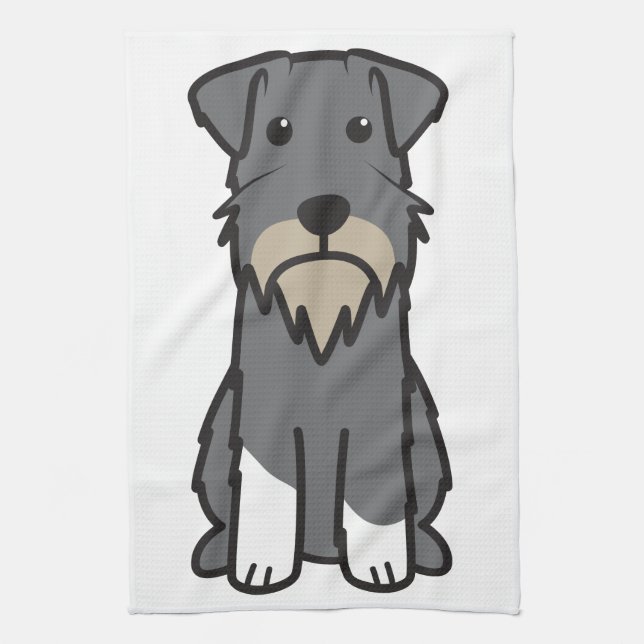 Miniature Schnauzer Dog Cartoon Kitchen Towel (Vertical)