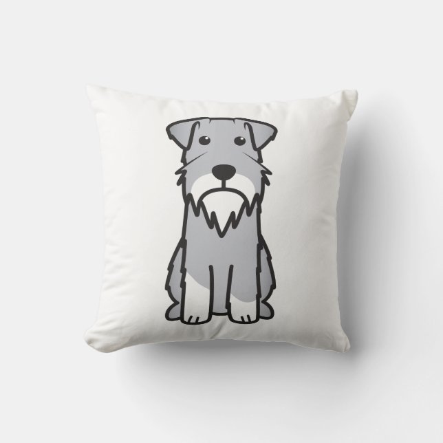 Miniature Schnauzer Dog Cartoon Throw Pillow (Front)