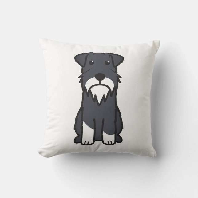 Miniature Schnauzer Dog Cartoon Throw Pillow (Front)