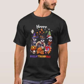 Miniature Schnauzer Dog Christmas Happy Hallothank T-Shirt