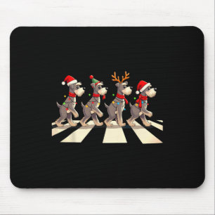 Miniature Schnauzer Dog Crossing Road Xmas  Mouse Pad