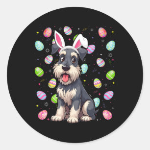 Miniature Schnauzer Dog Easter Egg Hunt Bunny Ear  Classic Round Sticker