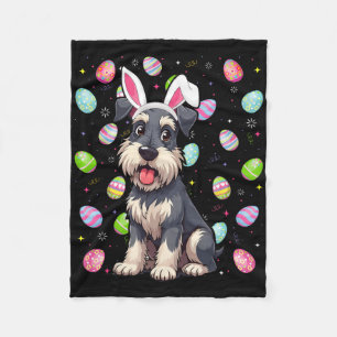 Miniature Schnauzer Dog Easter Egg Hunt Bunny Ear Fleece Blanket
