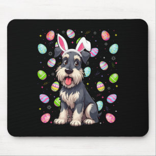 Miniature Schnauzer Dog Easter Egg Hunt Bunny Ear Mouse Pad