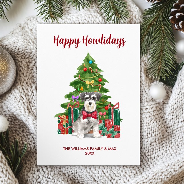 Miniature Schnauzer Dog Family Christmas Holiday Card (Creator Uploaded)