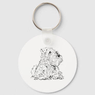 Miniature Schnauzer Dog Illustration Keychain