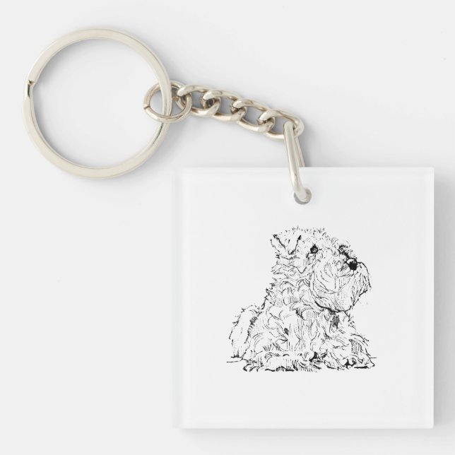 Miniature Schnauzer Dog Illustration Keychain (Front)