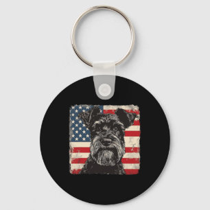 Miniature Schnauzer Dog Patriotic 4th Of July Gift Keychain