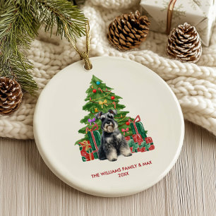 Miniature Schnauzer Dog Personalized Christmas Ceramic Ornament