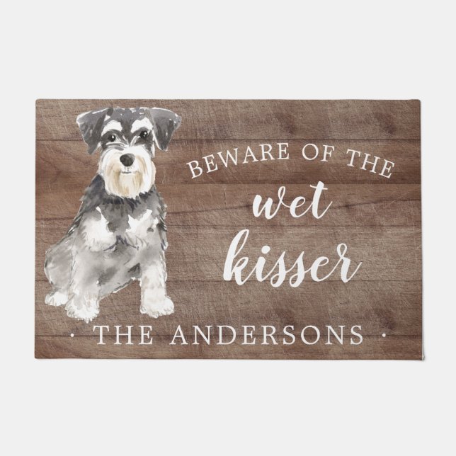 Miniature Schnauzer Dog Personalized Door Mat (Front)