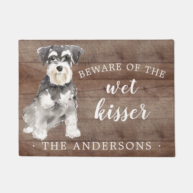 Miniature Schnauzer Dog Personalized Door Mat (Front)