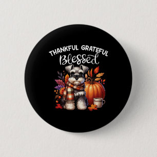 Miniature Schnauzer Dog Pumpkin Spice Happy Fall Y 2 Inch Round Button