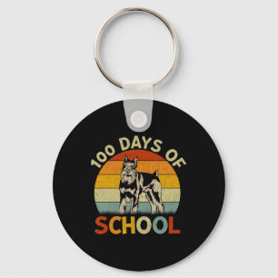 Miniature Schnauzer Dog Retro Boys Girls 100th Day Keychain