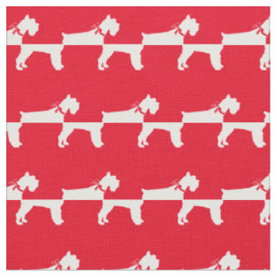 Miniature Schnauzer Dog Silhouette Pet Red Fabric